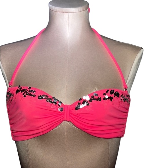 Victoria’s Secret hot pink bikini top with sequins. Size M - Picture 7 of 7
